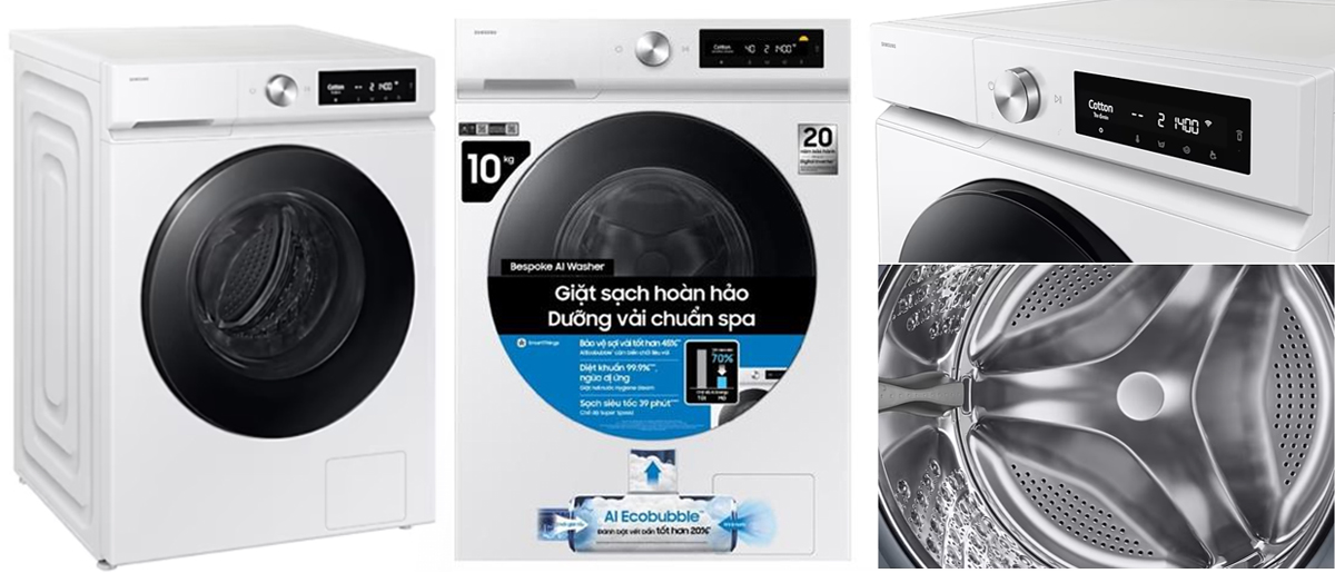 Thiết kế Máy giặt Samsung WW10DB7U34GWSV 10kg inverter Bespoke AI Ecobubble