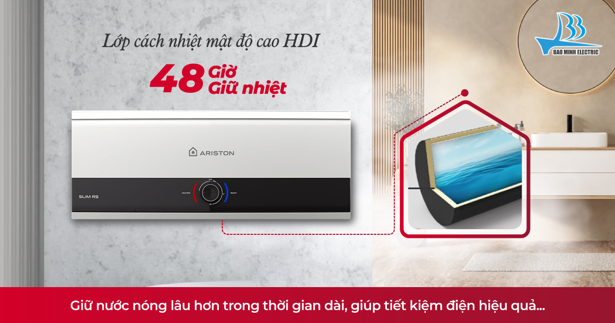 Bình Ariston SL3 RS lớp cách nhiệt mật độ cao HDI