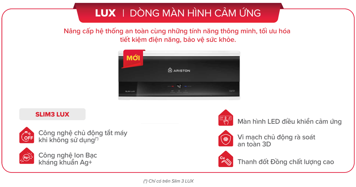 Công nghệ bình nóng lạnh Ariston SLIM3 LUX VN