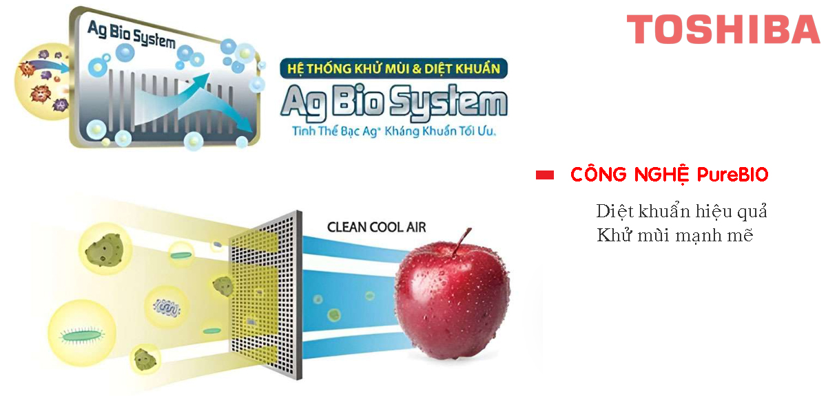 Tủ lạnh Toshiba công nghệ PureBio diệt khuẩn khử mùi