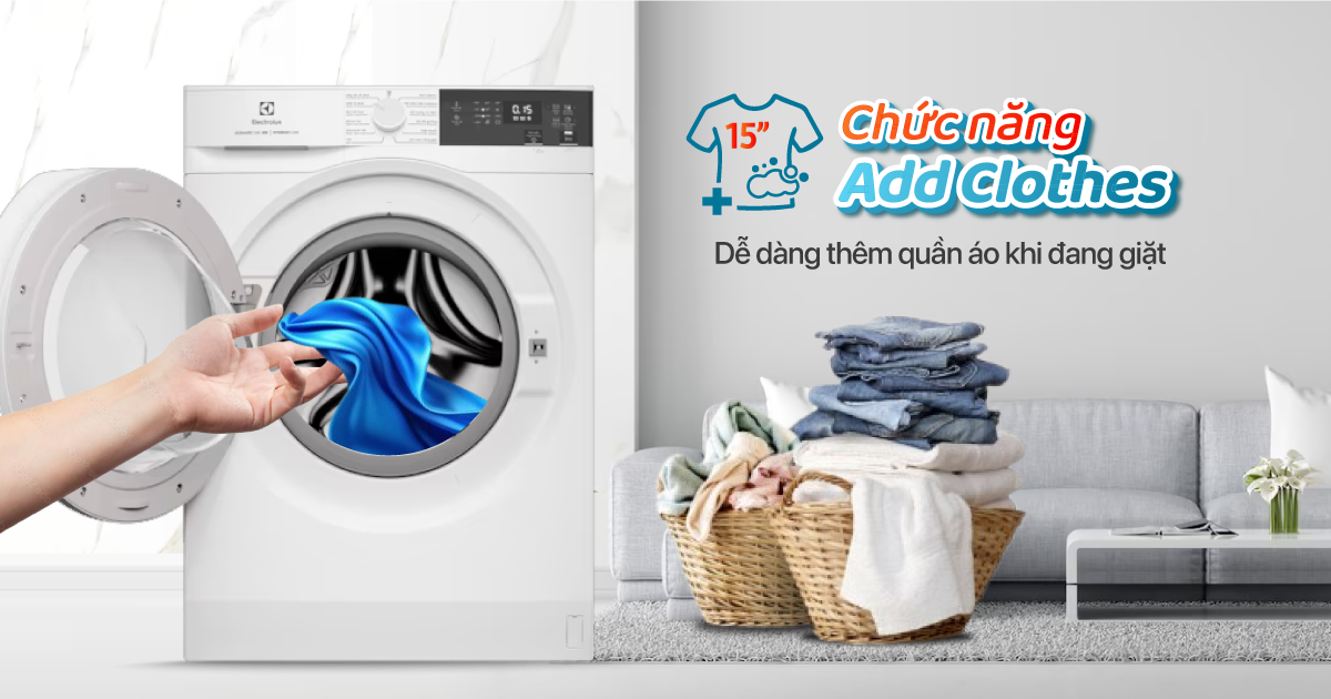 Add Clothes dễ dàng thêm quần áo khi giặt