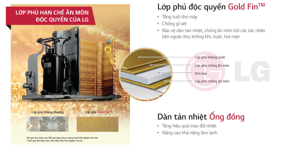 Điều hòa LG Gold Fin chống ăn mòn