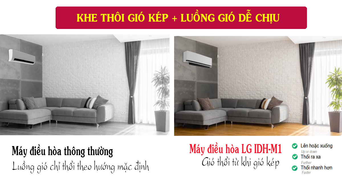 Điều hòa LG khe thổi gió kép