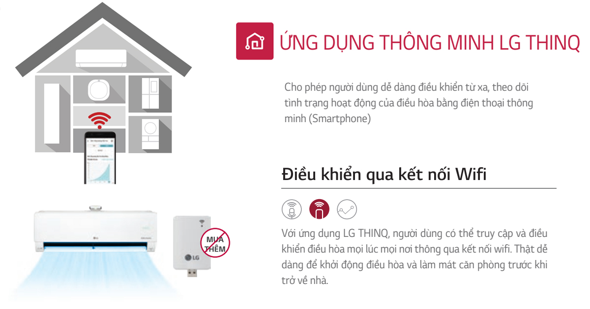 Điều khiển điều hòa LG qua điện thoại