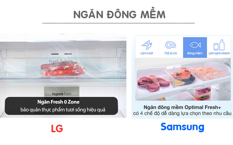 So sánh tủ lạnh LG và Samsung: NGăn đông mềm