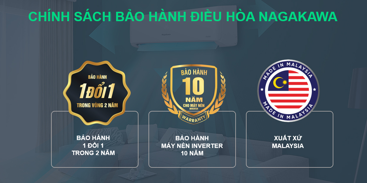 Chính sách bảo hành điều hòa Nagakawa inverter