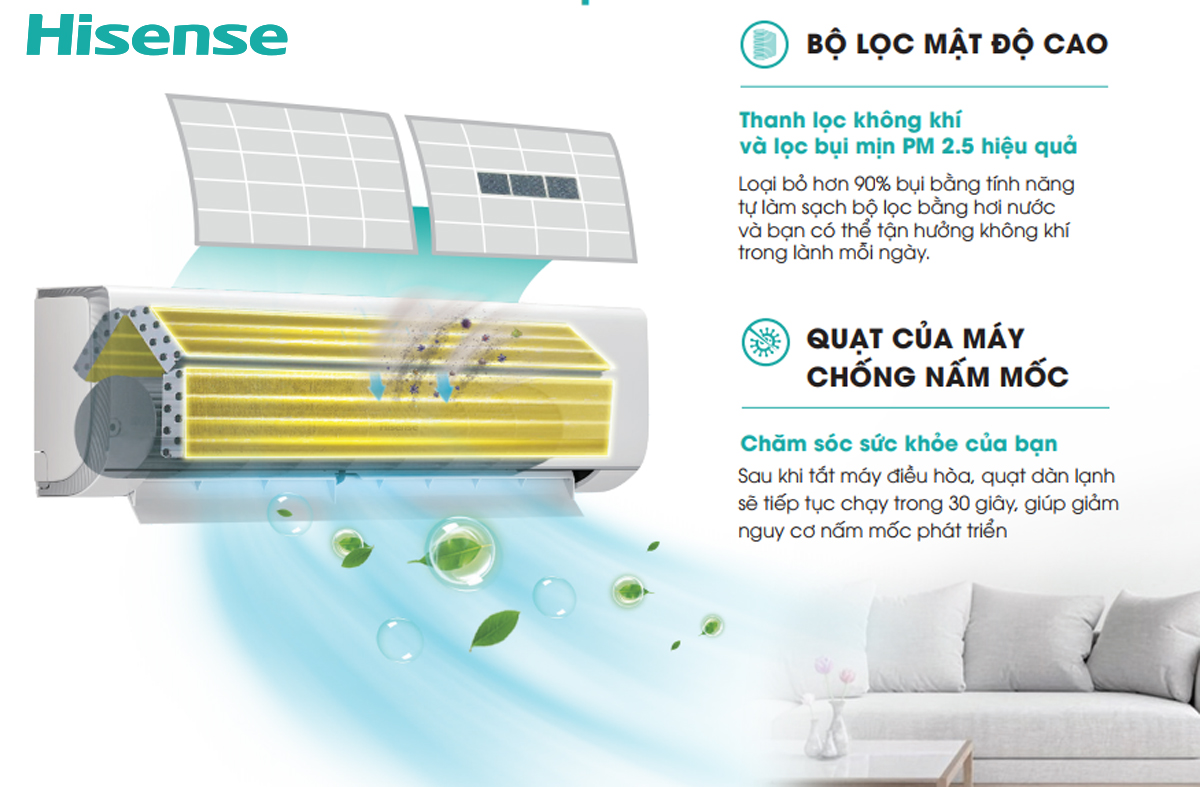 Điều hòa Hisense bộ lọc mật độ cao