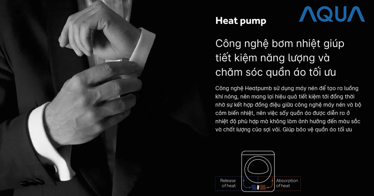 Máy sấy quần áo Aqua công nghệ bơm nhiệt Heatpump