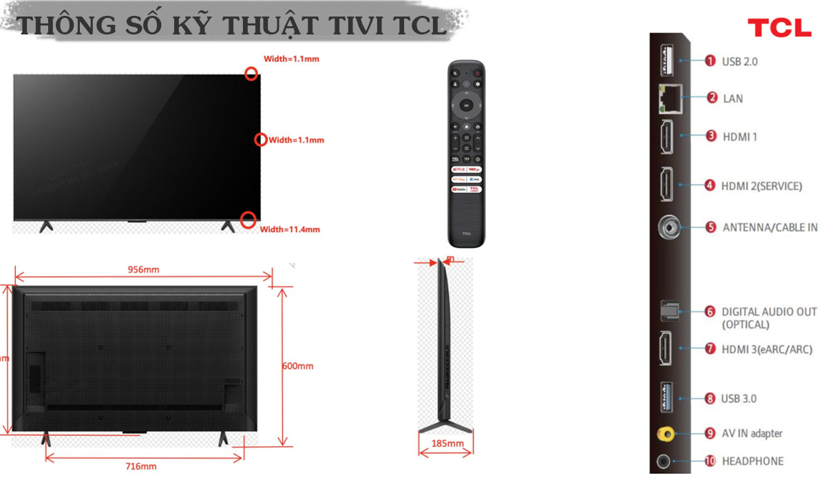 Thông số kỹ thuật Tivi TCL 43C69B