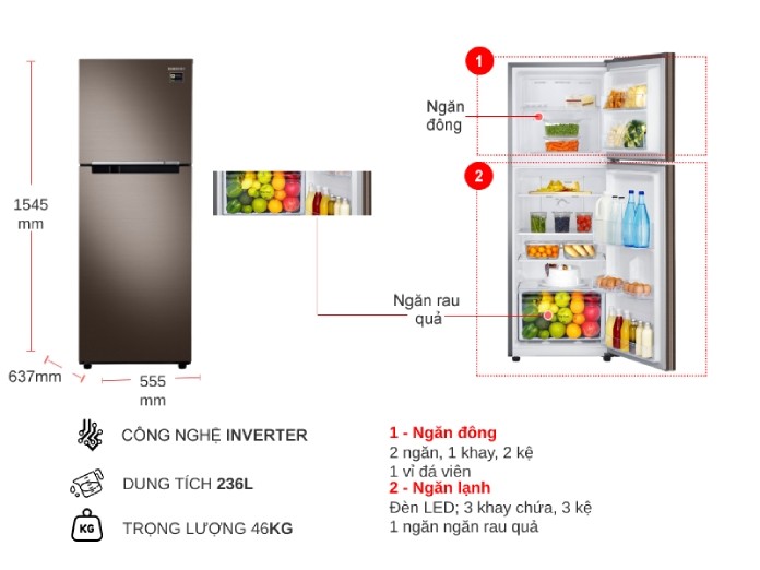  Tính năng và tiện ích của tủ lạnh Samsung T22MR4040DX/SV