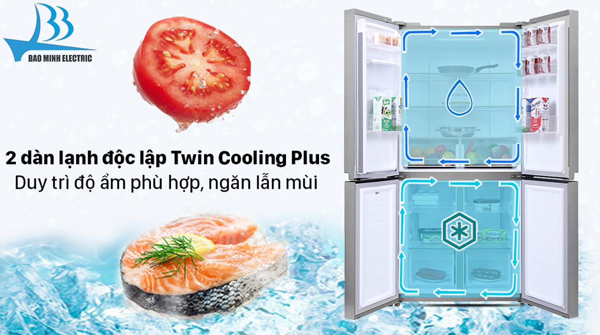 Sử dụng 2 dàn lạnh độc lập Twin Cooling Plus giúp lạnh đồng đều