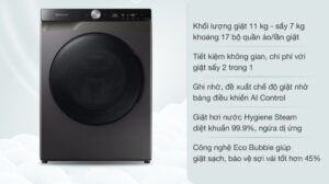  Mô tả về Máy giặt sấy Samsung WD11T734DBX/SV