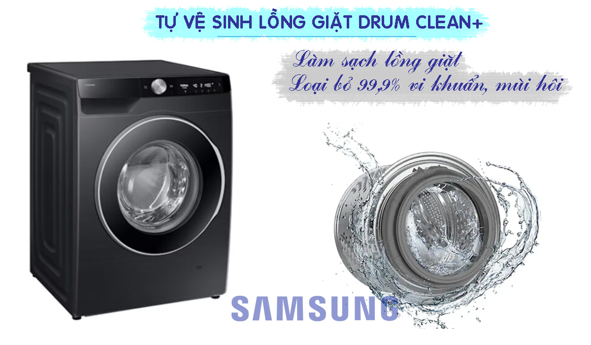 Máy giặt Samsung WW10DG6U34LBSV tự vệ sinh lồng giặt Drum Clean+