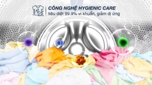 Công nghệ giặt hơi nước HygienicCare giúp diệt 99.9% vi khuẩn