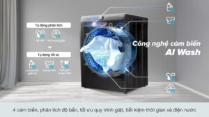 Tự động cảm biến khối lượng giặt độ bẩn nhờ có công nghệ AI Wash