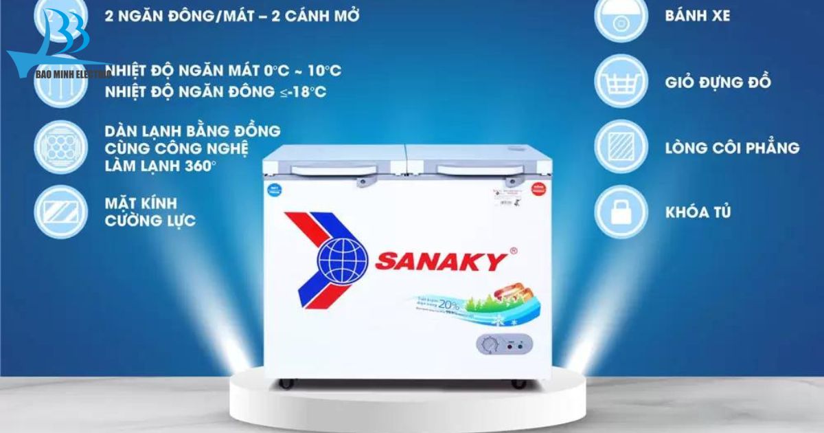 Tủ đông Sanaky VH2899W2KD 230L sở hữu thiết kế vô cùng hiện đại