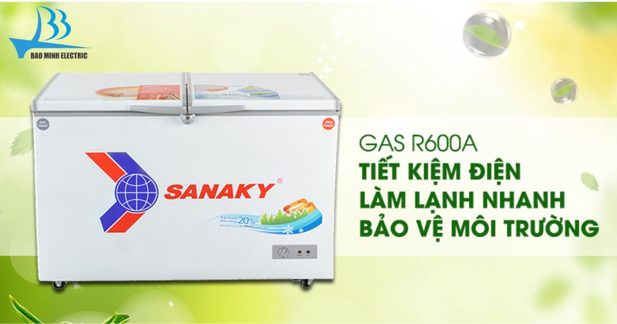 Tủ đông Sanaky VH3699W1 270L được trang bị gas R600a