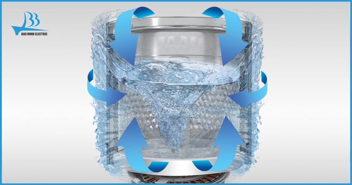 Hệ thống 3 luồng nước giúp giặt sạch và giảm xoắn rối
