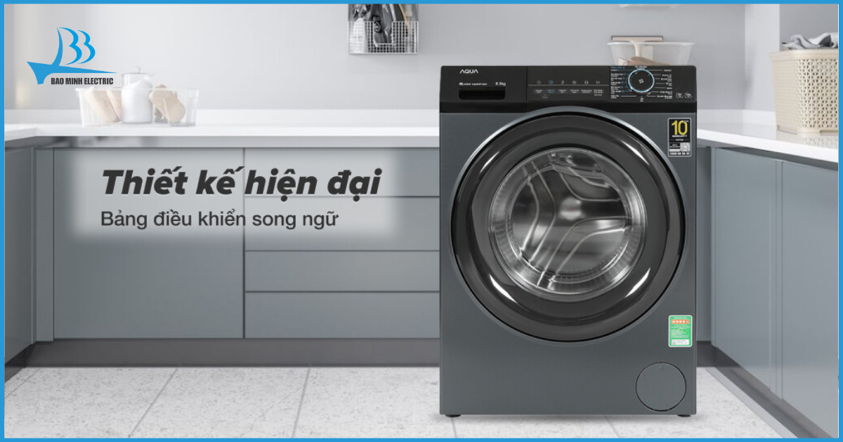 Máy giặt thiết kế sang trọng với bảng điều khiển song ngữ