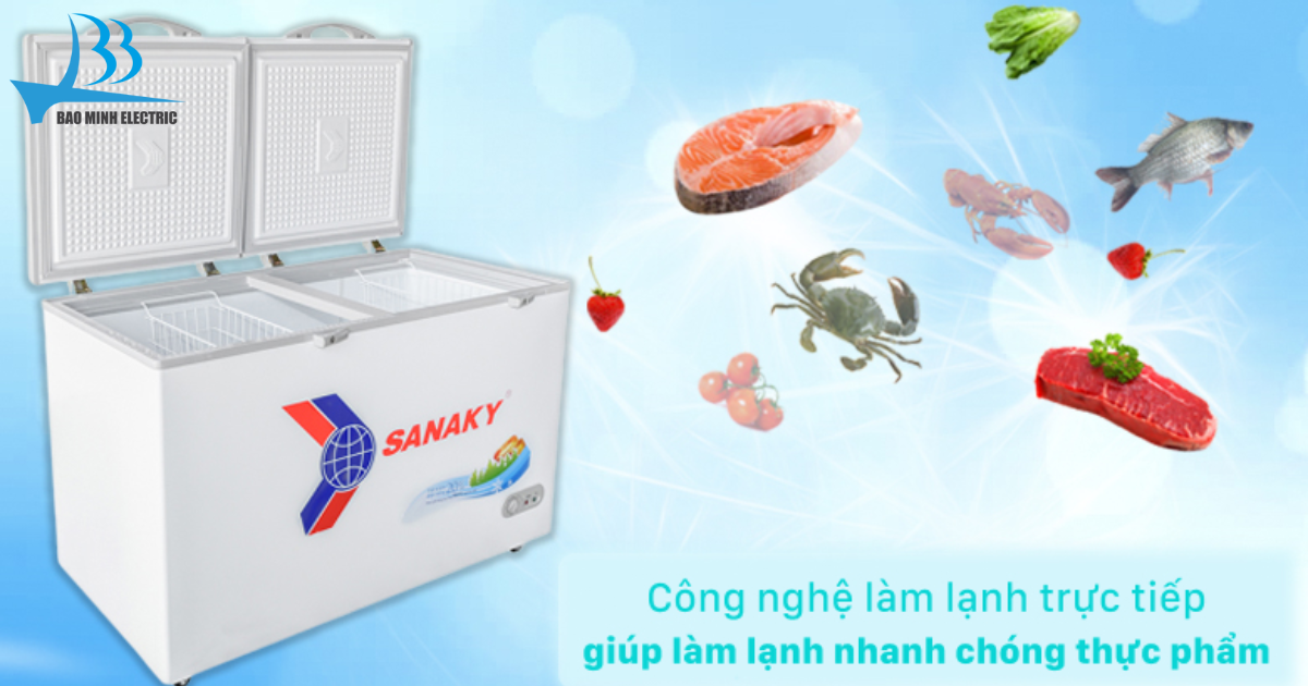Tủ đông Sanaky VH5699HY 410L được trang bị công nghệ làm lạnh trực tiếp