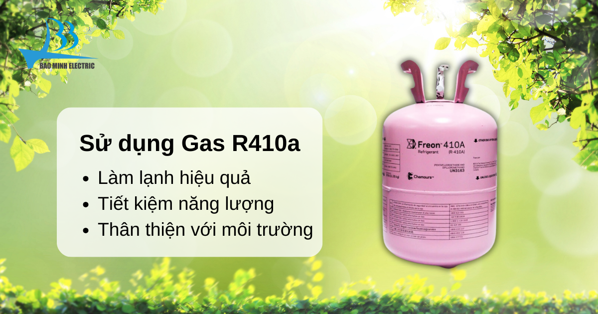 Sử dụng gas r410a thân thiện với môi trường và giúp tiết kiệm năng lượng