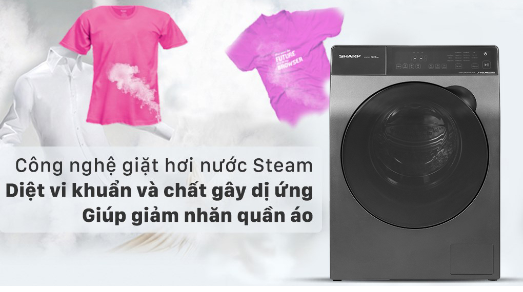 Công nghệ giặt hơi nước Steam có trong máy 