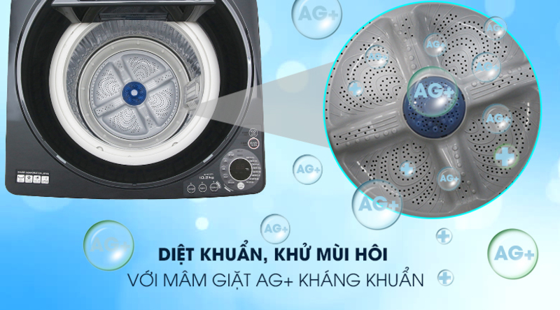 Máy giặt ES-Y100HV-S tích hợp công nghệ tiên tiến với sự hiện diện của ion Ag+ tĩnh điện
