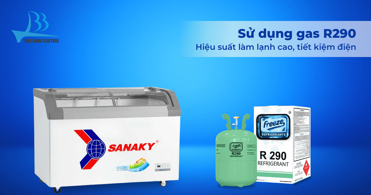 Tủ đông 260L Sanaky sử dụng gas R290 giúp bảo vệ môi trường