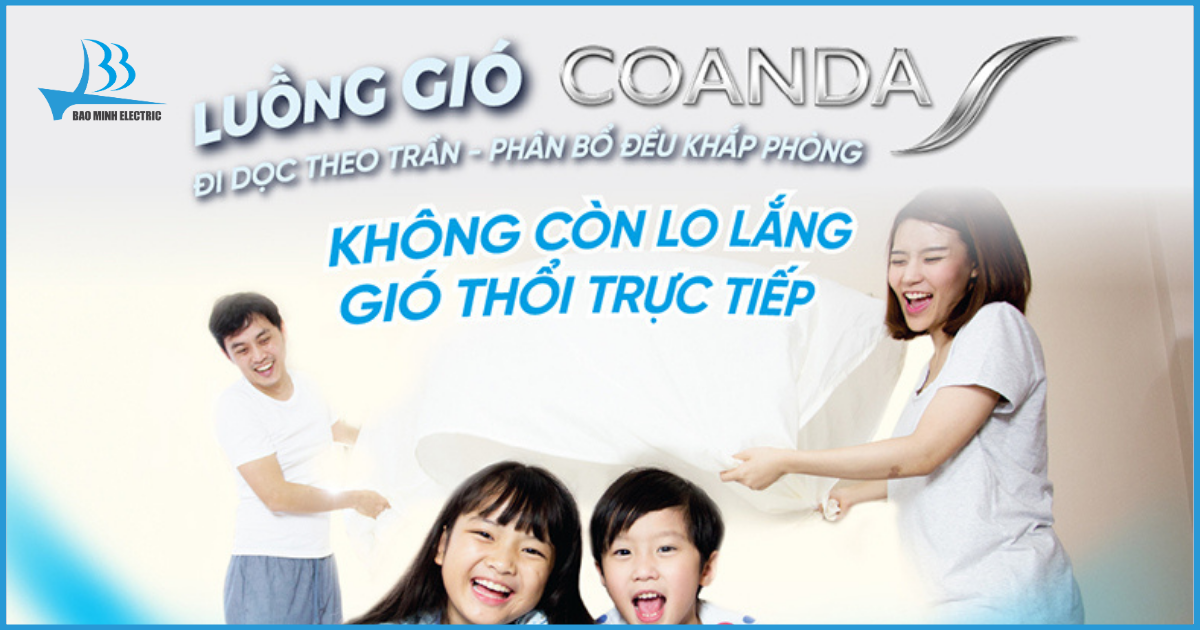 Luồng gió Coanda phân bố khí lạnh đều khắp căn phòng