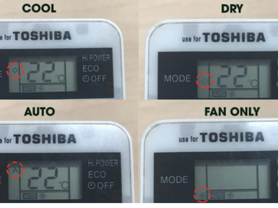 Cách chọn chế độ điều hoà Toshiba bằng điều khiển