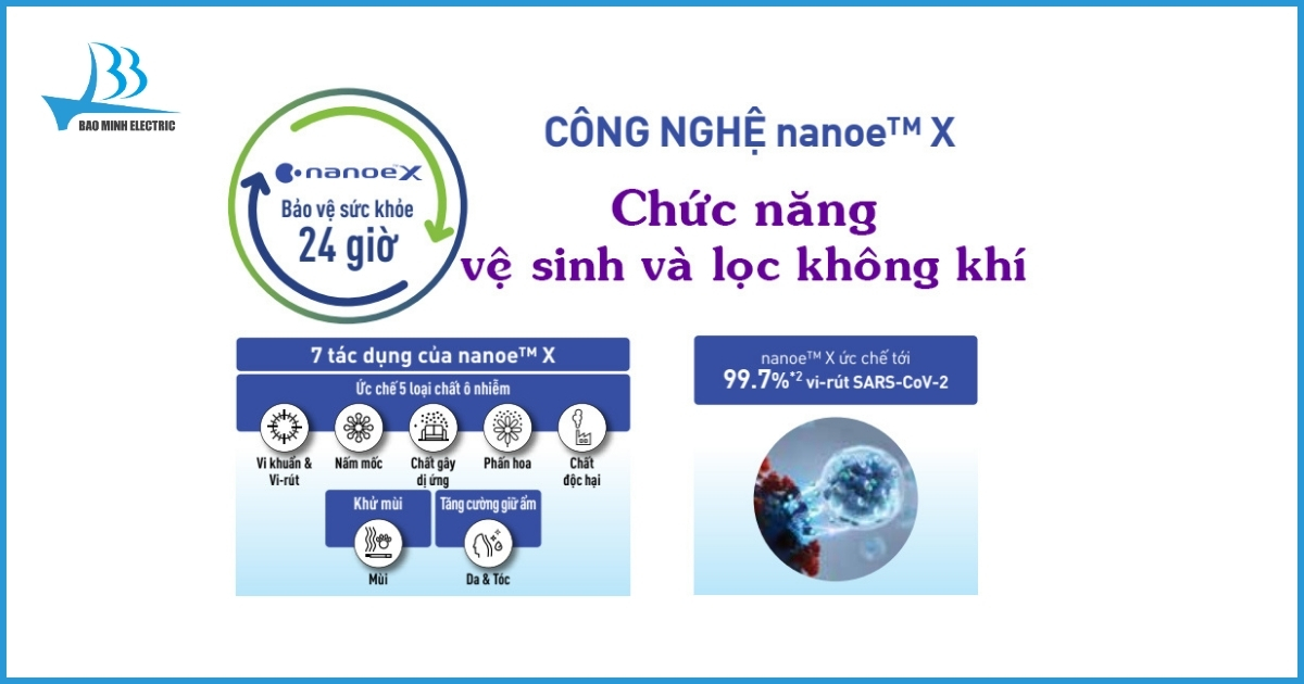 Công nghệ Nanoe-G kết hợp Nanoe X khử mùi, diệt khuẩn hiệu quả đến 99,7%