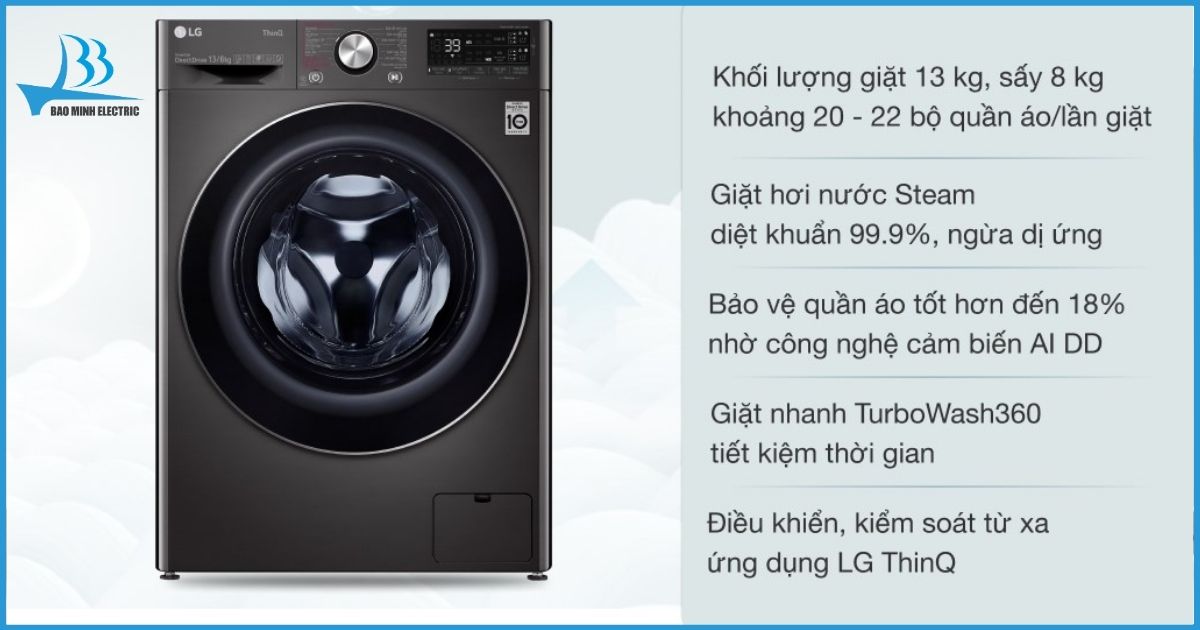 Máy giặt sấy LG FV1413H3BA tích hợp nhiều chức năng 
