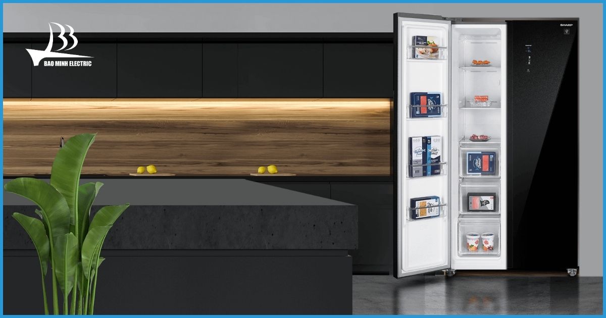 Thiết kế đơn giản, sang trọng của tủ lạnh Sharp SJ-SBXP600VG-BK