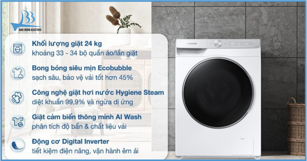 Máy giặt Ecobubble Inverter Samsung WW12CGP44DSHSV 12 kg