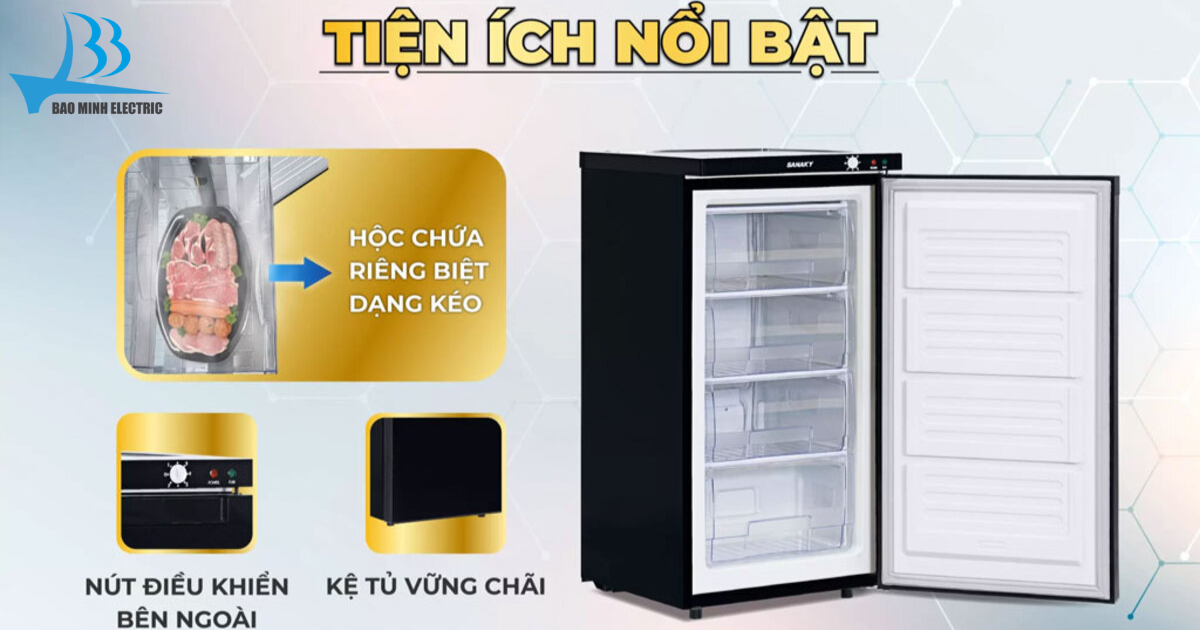 4 ngăn chứa riêng biệt cho phép lưu trữ, quan sát thực phẩm dễ dàng