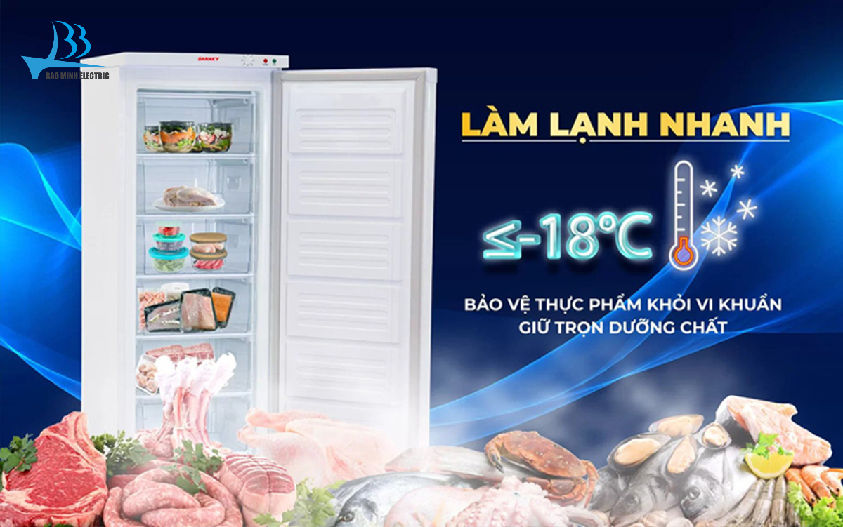 Tủ đông dàn lạnh nhôm Sanaky VH230VD áp dụng công nghệ làm lạnh 360 độ