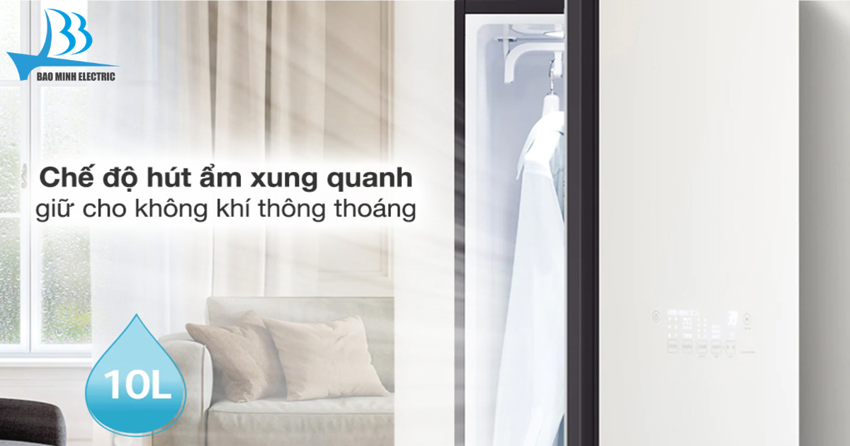 Tủ chăm sóc quần áo thông minh LG S5BOC được trang bị chế độ hút ẩm phòng thông minh