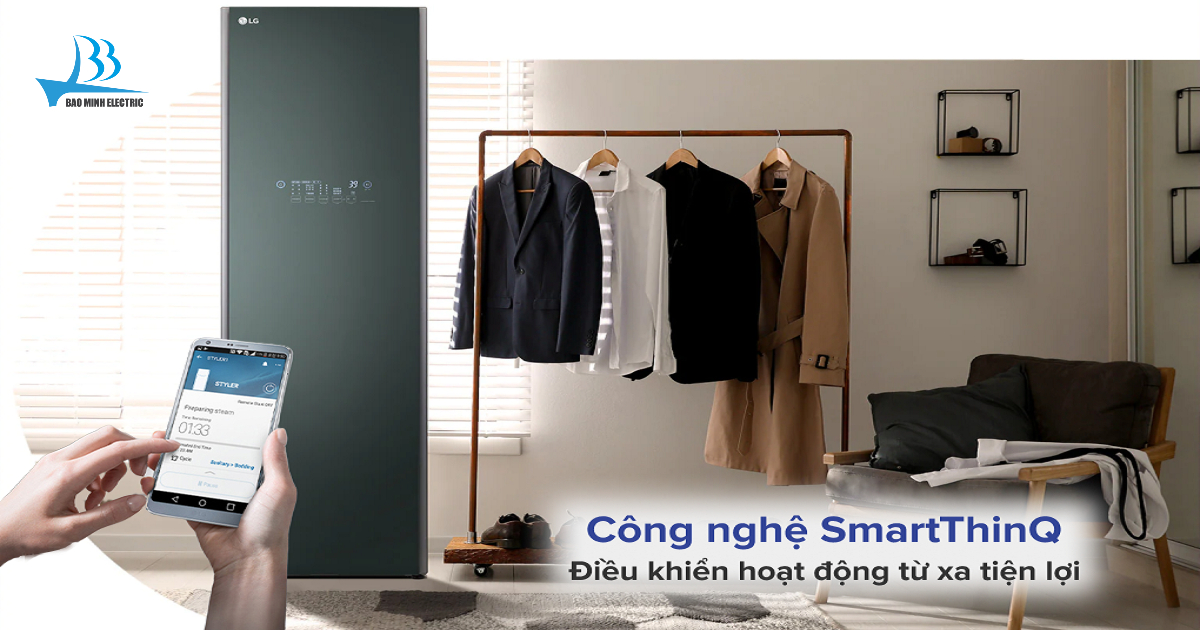 Công nghệ Smart ThinQ giúp điều khiển Tủ chăm sóc quần áo từ xa với các chức năng tiện ích