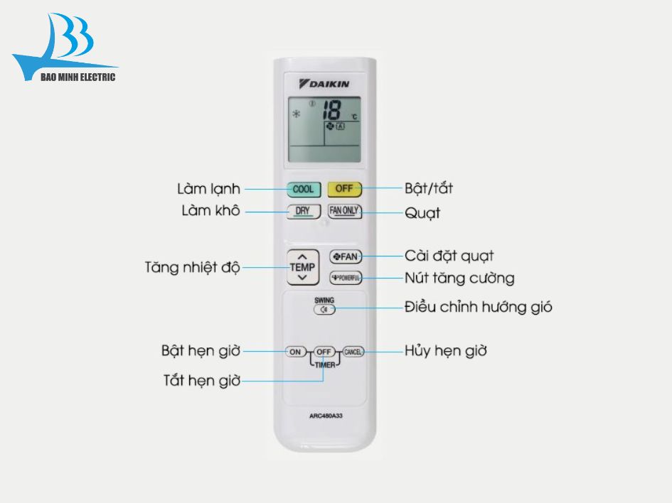 Cài đặt sai chế độ làm mát trên điều khiển Daikin