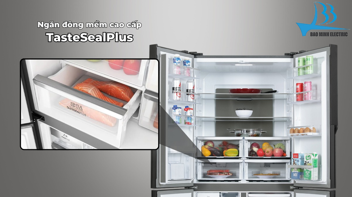 Ngăn TasteSealPlus linh hoạt chuyển đổi nhiệt độ phù hợp hợp với loại thực phẩm bảo quản
