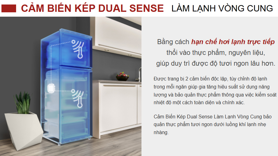 Tủ lạnh Hitachi cảm biến kép Dual Sense làm lạnh vòng cung