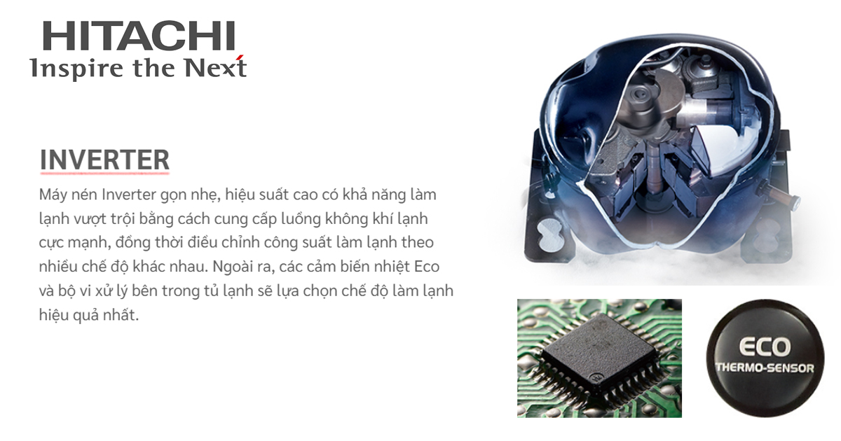 Tủ lạnh Hitachi máy nén inverter