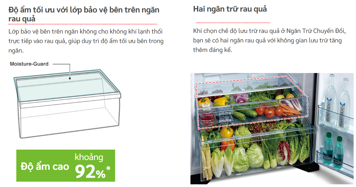 Tủ lạnh Hitachi ngăn rau quả dung tích lớn
