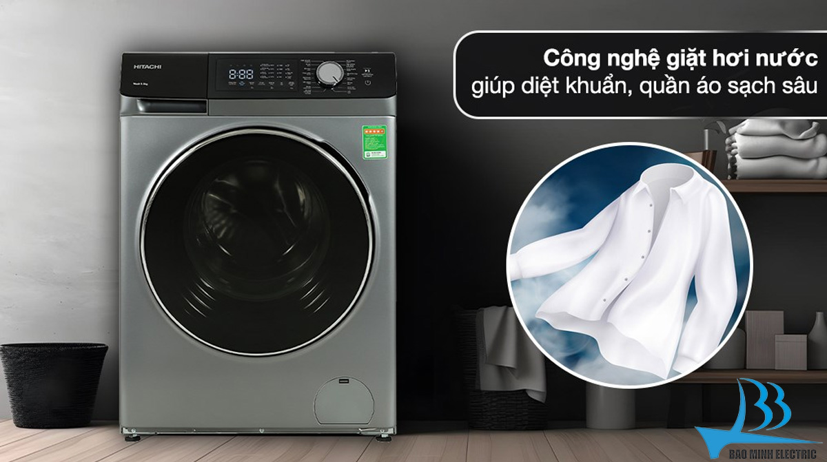 Công nghệ giặt hơi nước máy giặt Hitachi