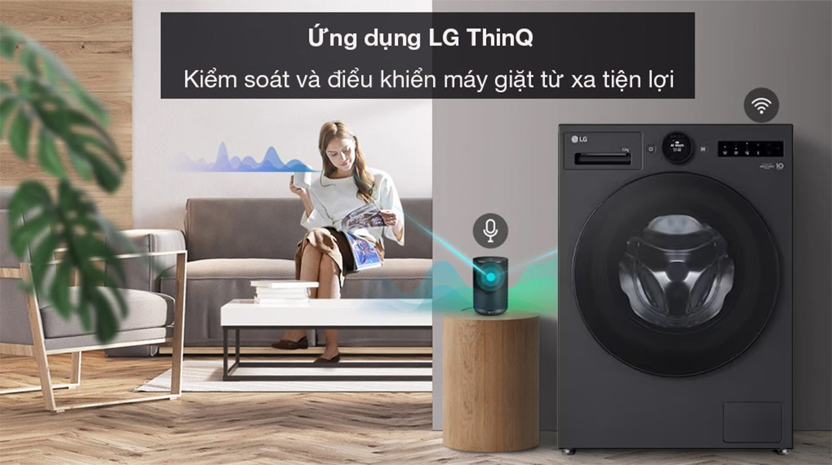 Máy giặt LG FX1411N5G kết nối điều khiển từ xa qua điện thoại