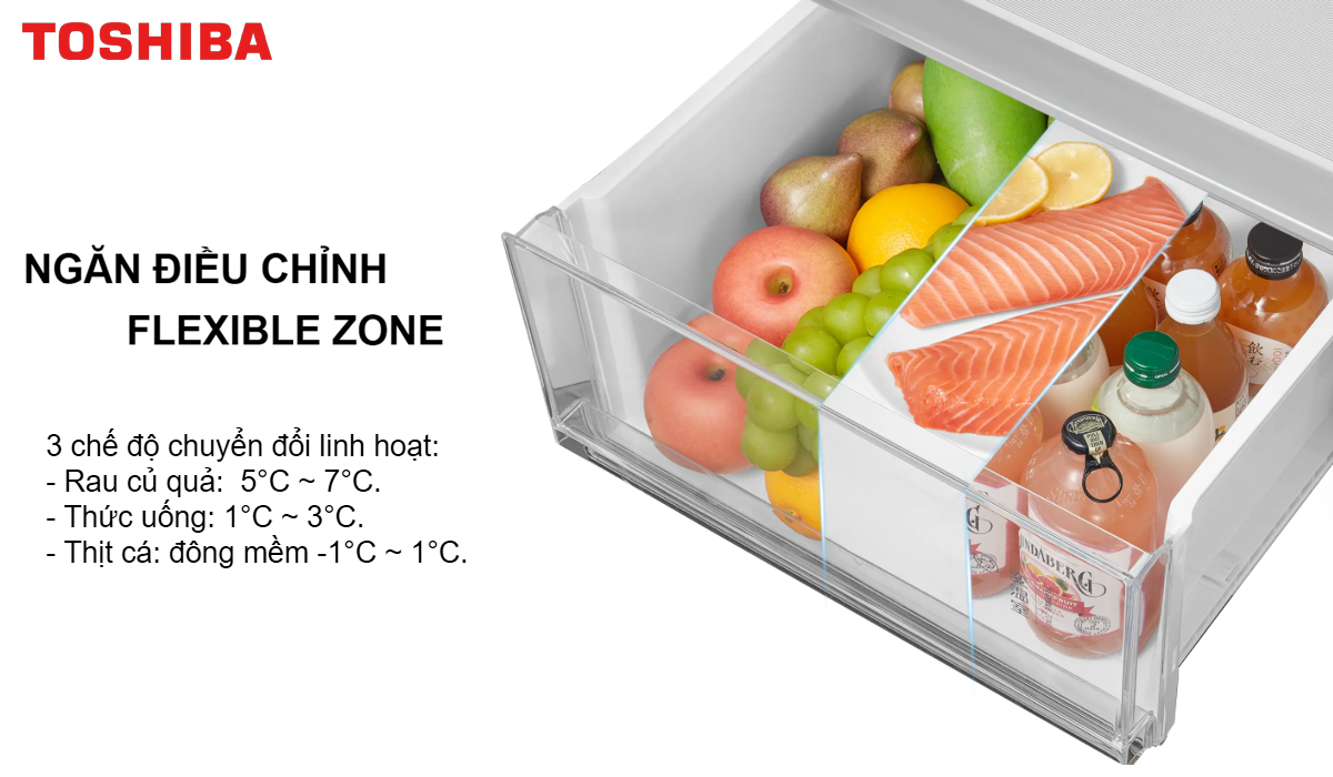 Tủ lạnh Toshiba ngăn điều chỉnh linh hoạt Flexible Zone