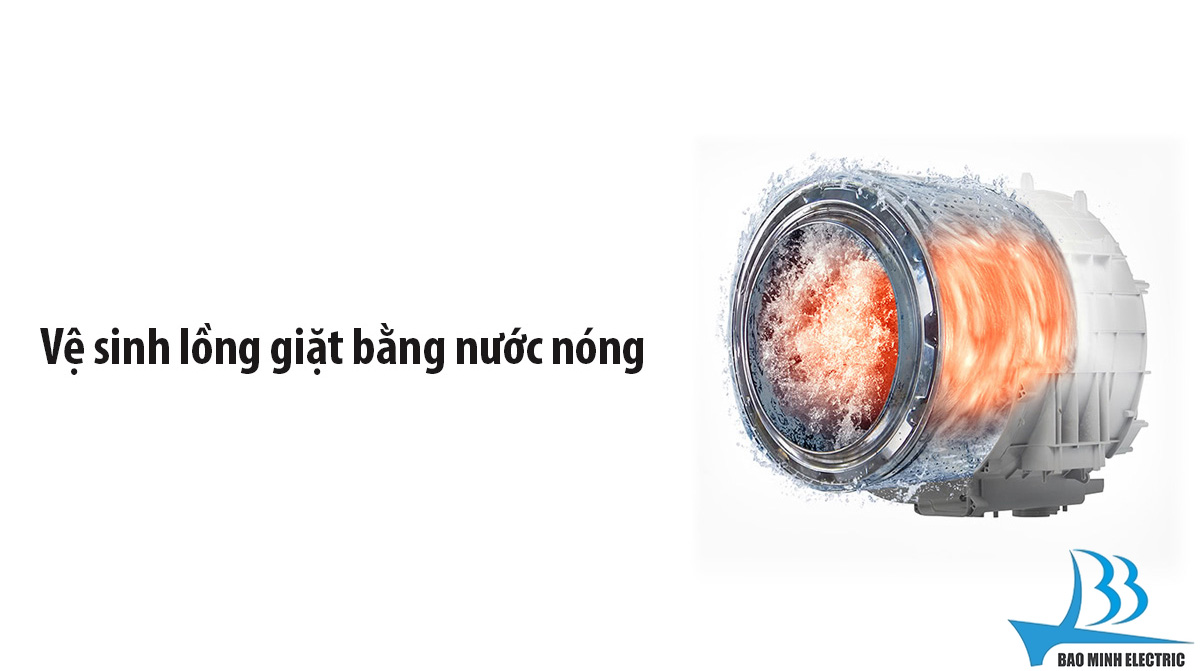 Vệ sinh lồng giặt bằng nước nóng của máy giặt Hitachi