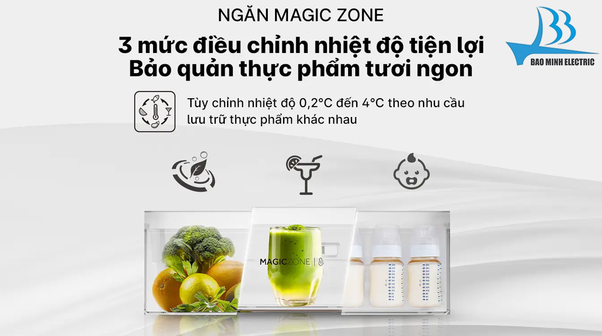 Ngăn Magic Zone với 3 mức điều chỉnh nhiệt độ linh hoạt