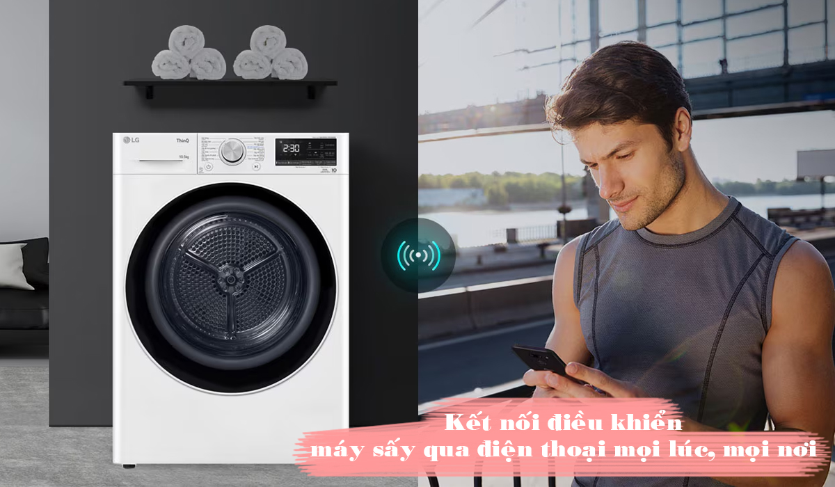 Máy sấy LG kết nối qua điện thoại điều khiển mọi lúc, mọi nơi