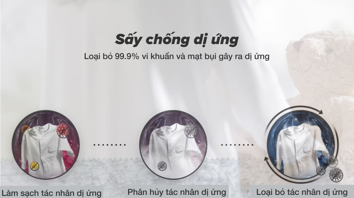 Máy sấy LG chống dị ứng hiệu quả